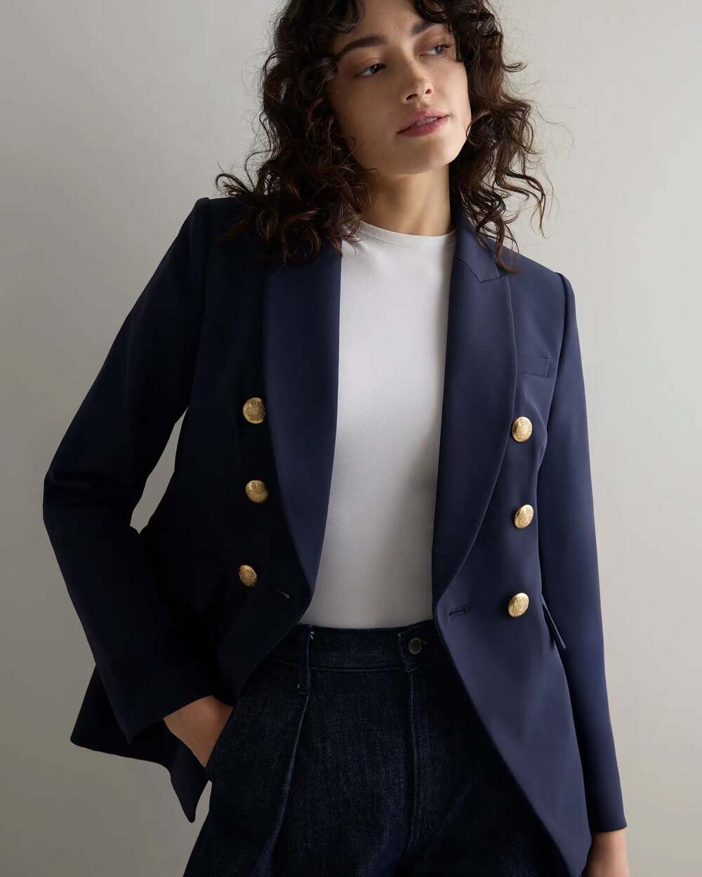 NEW: Quince Scuba Captain's Convertible Double Breasted Blazer Size S